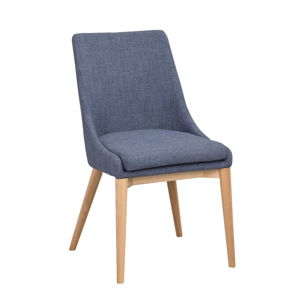 Modrá polstrovaná jídelní židle s hnědými nohami Rowico Bea