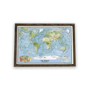 Obraz v dřevěném rámu Blue Globe, 70 x 50 cm