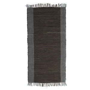 Černý kožený koberec Simla, 170 x 130 cm