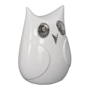 Bílá keramická dekorativní soška Mauro Ferretti Gufo Funny Owl, výška 21 cm