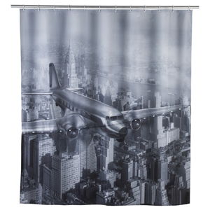 Šedý sprchový závěs Wenko Led Plane, 180 x 200 cm