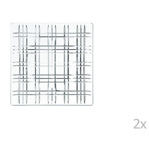 Sada 2 čtvercových talířů z křišťálového skla Nachtmann Square Platter, 21 x 21 cm