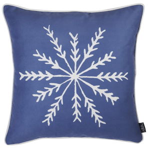 Modrý povlak na polštář s vánočním motivem Apolena Honey Snowflake, 45 x 45 cm