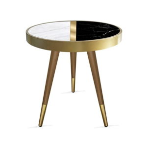 Příruční stolek Rassino Marble Black And White Circle, ⌀ 45 cm