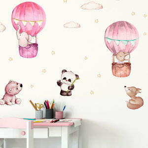 Růžové dětské samolepky na zeď Ambiance Balloons and Stars