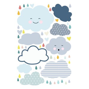 Dětská nástěnná samolepka Ambiance Scandinavian Clouds and Love Rain, 90 x 60 cm