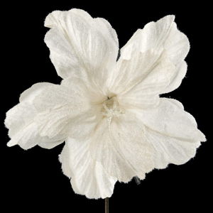 Krémově bílá vánoční plastová dekorace ve tvaru květu DecoKing Pearl