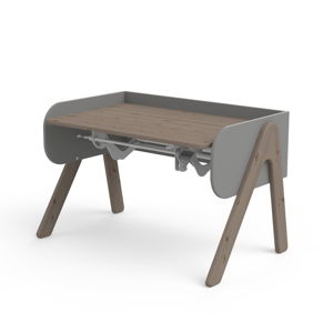 Tmavě hnědo-šedý psací stůl z borovicového dřeva s nastavitelnou výškou Flexa Woody
