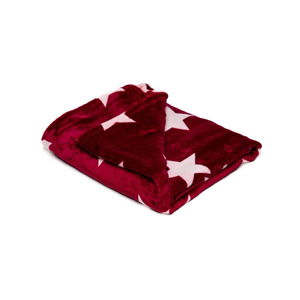 Vínově červená mikroplyšová deka My House Stars, 150 x 200 cm