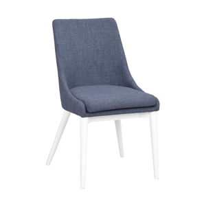 Modrá polstrovaná jídelní židle s bílými nohami Rowico Bea