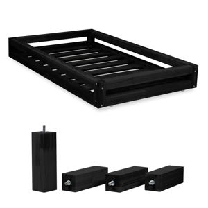 Set černé zásuvky pod postel a 4 prodloužených nohou Benlemi, pro postel 90 x 180 cm