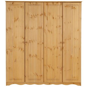 Čtyřdveřová šatní skříň z masivního borovicového dřeva Støraa Amanda