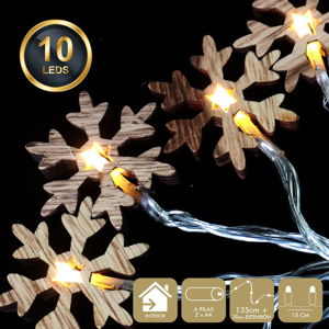 Světelný řetěz s 10 žlutými LED světélky Unimasa Snowflake
