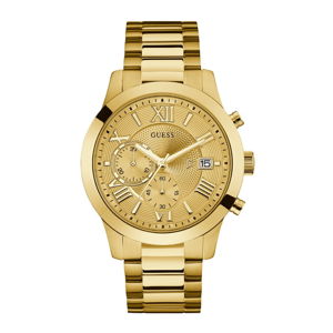 Pánské hodinky s páskem z nerezové oceli ve zlaté barvě Guess W0668G4