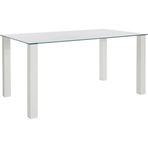 Lesklý bílý jídelní stůl s deskou z tvrzeného skla Støraa, 90 x 160 cm