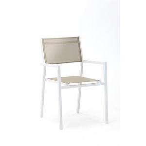 Sada 4 šedo-bílých zahradních židlí s područkami Ezeis Zephyr