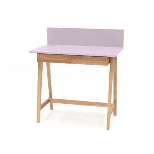 Růžový psací stůl s podnožím z jasanového dřeva Ragaba Luka, délka 85 cm