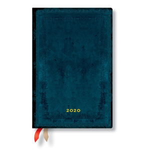 Modrý diář na rok 2020 v tvrdé vazbě Paperblanks Calypso, 368 stran