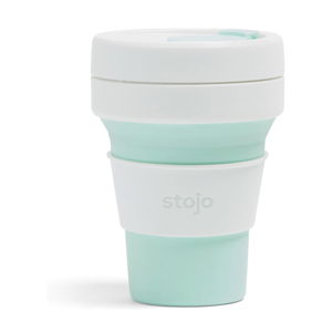 Bílo-zelený skládací termohrnek Stojo Pocket Cup Mint, 355 ml