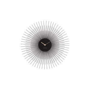 Černé nástěnné hodiny Karlsson Peony, ø 45 cm