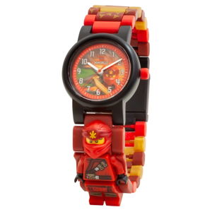Červené náramkové hodinky se skládacím řemínkem a minifigurkou LEGO® NINJAGO Kai