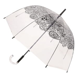 Transparentní holový deštník odolný vůči větru Ambiance Black Paisley, ⌀ 85 cm