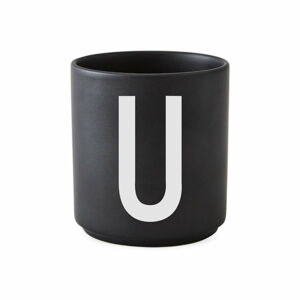 Černý porcelánový šálek Design Letters Alphabet U, 250 ml