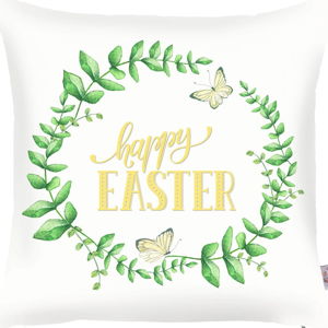 Zelenobílý povlak na polštář Apolena Happy Easter, 43 x 43 cm