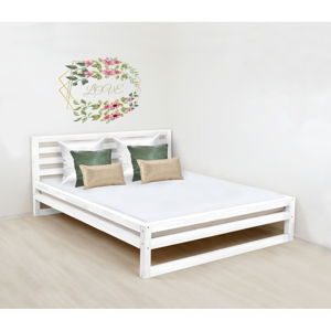 Bílá dřevěná dvoulůžková postel Benlemi DeLuxe, 200 x 200 cm