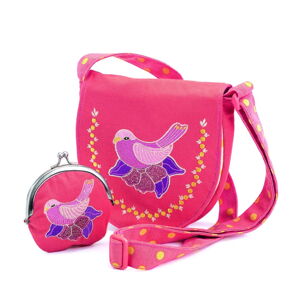Set růžové dětské kabelky a peněženky Djeco Holubice