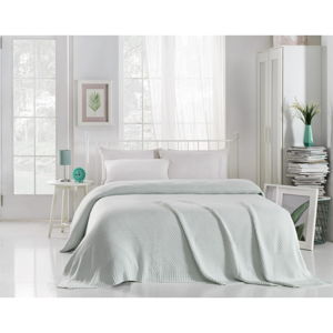Mentolově modrý přehoz přes postel s příměsí bavlny Homemania Decor Silvi, 220 x 240 cm