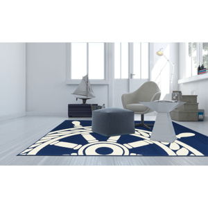 Tmavě modrý venkovní koberec Floorita Wheel, 160 x 230 cm