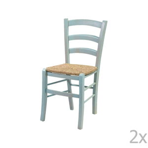 Sada 2 modrých židlí z masivního dřeva Evergreen House Straw