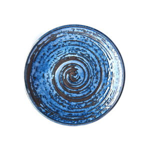 Modrý keramický talíř MIJ Copper Swirl, ø 25 cm