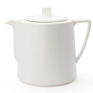 Bílá keramická konvice se sítkem na sypaný čaj Bredemeijer Lund, 1,5 l
