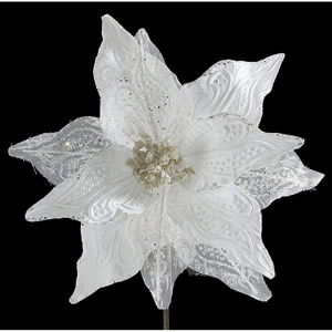 Bílá vánoční plastová dekorace ve tvaru květu DecoKing Lace