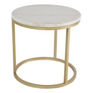 Mramorový odkládací stolek s konstrukcí v barvě mosazi RGE Accent, ⌀ 50 cm