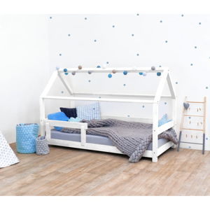 Bílá dětská postel s bočnicí ze smrkového dřeva Benlemi Tery, 80 x 200 cm