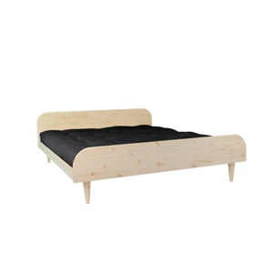 Dvoulůžková postel z borovicového dřeva s matrací Karup Design Twist Comfort Mat Natural Clear/Black, 160 x 200 cm
