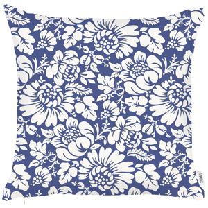 Modrý povlak na polštář Mike & Co. NEW YORK Flowers, 43 x 43 cm