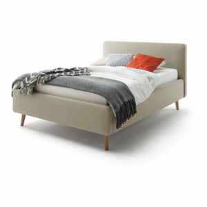 Béžová dvoulůžková postel s roštem a úložným prostorem Meise Möbel Mattis, 140 x 200 cm