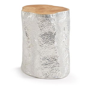 Odkládací stolek z teakového dřeva ve stříbrné barvě La Forma Hoko