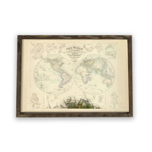Obraz v dřevěném rámu Globe, 70 x 50 cm