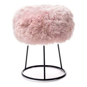 Stolička s růžovým sedákem z ovčí kožešiny Royal Dream, ⌀ 36 cm
