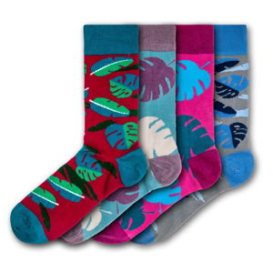Sada 4 párů barevných ponožek Funky Steps Exotic Leafes, velikost 35 - 39 a 41 - 45