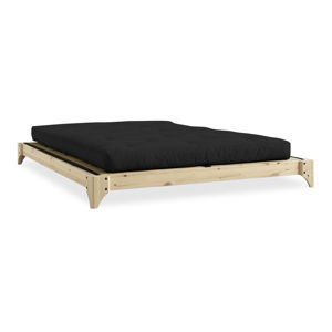 Dvoulůžková postel z borovicového dřeva s matrací a tatami Karup Design Elan Comfort Mat Natural Clear/Black, 180 x 200 cm