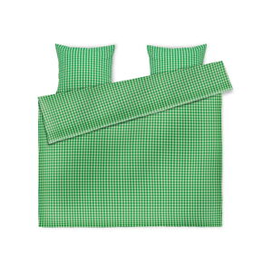 Zeleno-béžové prodloužené krepové povlečení na dvoulůžko 200x220 cm Bæk&Bølge – JUNA