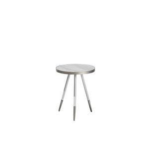 Bílý odkládací stolek s nohami ve stříbrné barvě Monobeli Hannah, ø 44 cm