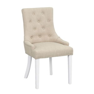Béžová polstrovaná jídelní židle s bílými nohami Rowico Vicky