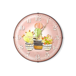 Růžové nástěnné hodiny The Mia Cacti